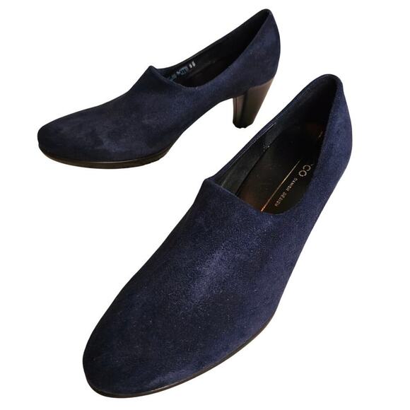 Ecco Danish Design Navy Suede Sz40 heels Pump Slipon shoes. Career. Work. Office - Picture 1 of 15